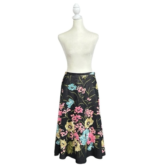 AK Anne Klein Floral Multicolor Sequin Corduroy A-Line Cotton Skirt Size 4 - Picture 2 of 10